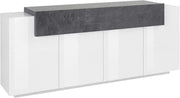 Credenza Moderna CORO con 4 ante battenti e 1 anta a ribalta in bianco lucido - report