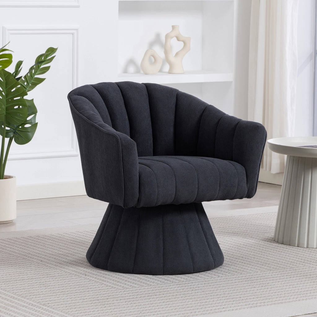 Poltrona Girevole 360¡ã Ergonomica ¨C MINIMAL ¨C Tessuto Grigio Scuro, Braccioli, Design Moderno