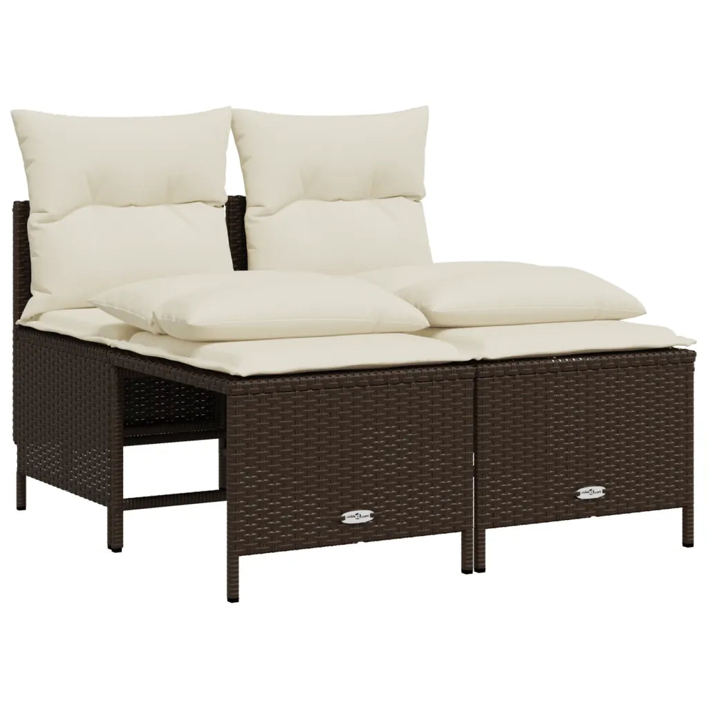 Set Divano da Giardino 4 pz | Set Salotto da Giardino con Cuscini Marrone in Polyrattan