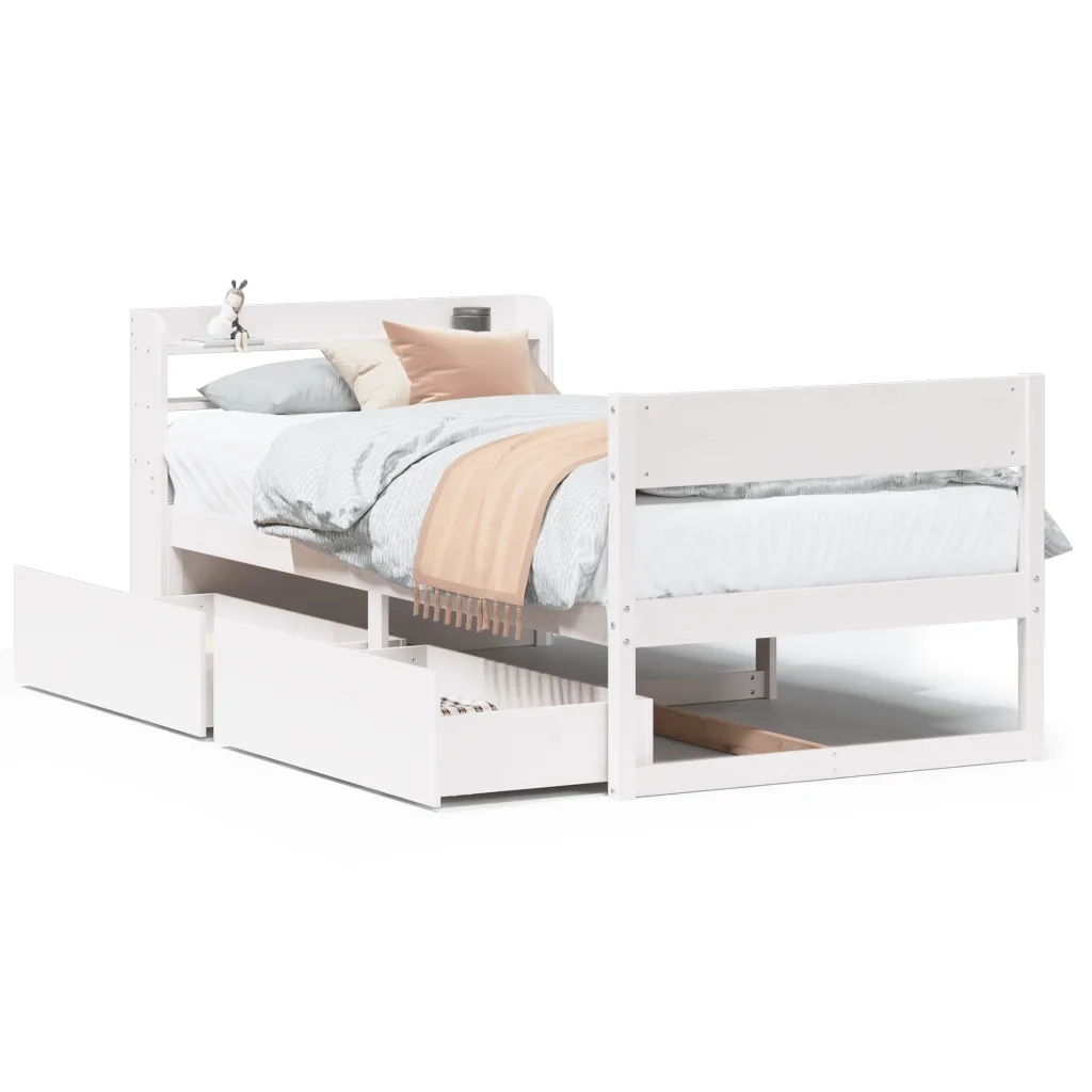 Letto singolo | Letto per adulti | Letto senza Materasso Bianco 90x200 cm Legno Massello di Pino