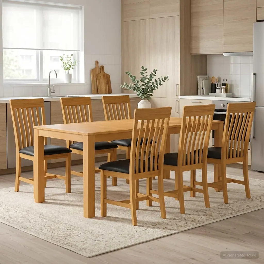 Set da pranzo 7 pz Nero Legno di Quercia Massello 3430394