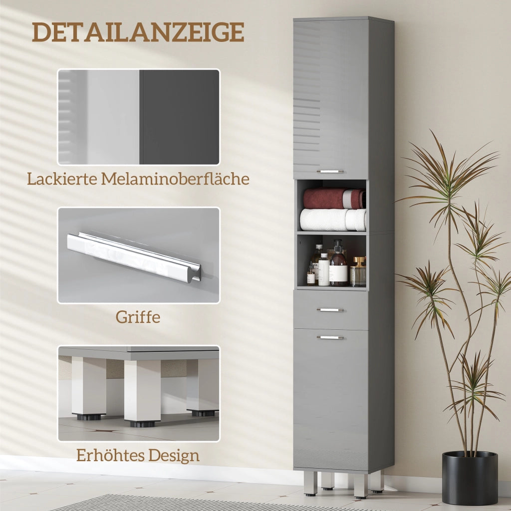 Armadietto Bagno con Ripiani e Cassetti Regolabile ¨C Minimal ¨C Grigio