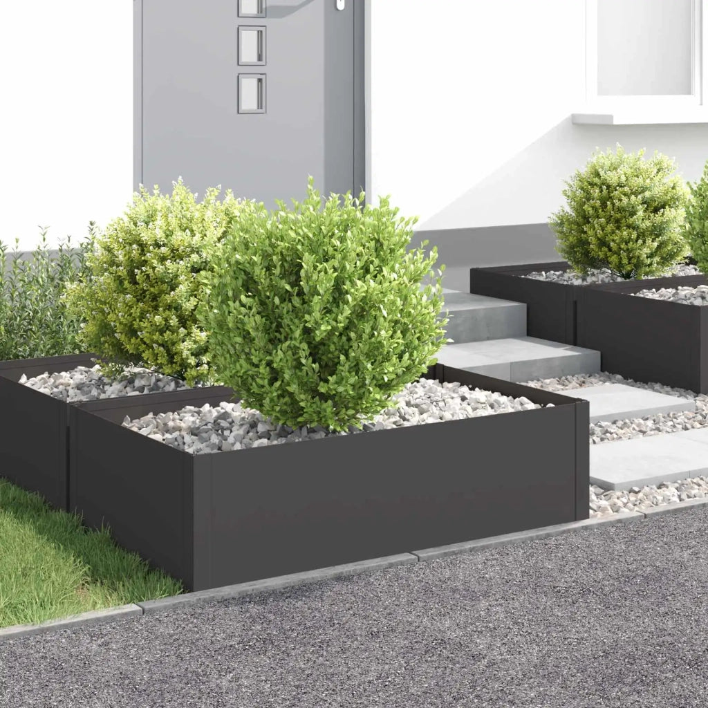 Bordura per Prato 4 pz 100 x 60 x 35 cm Acciaio Nero 8008946