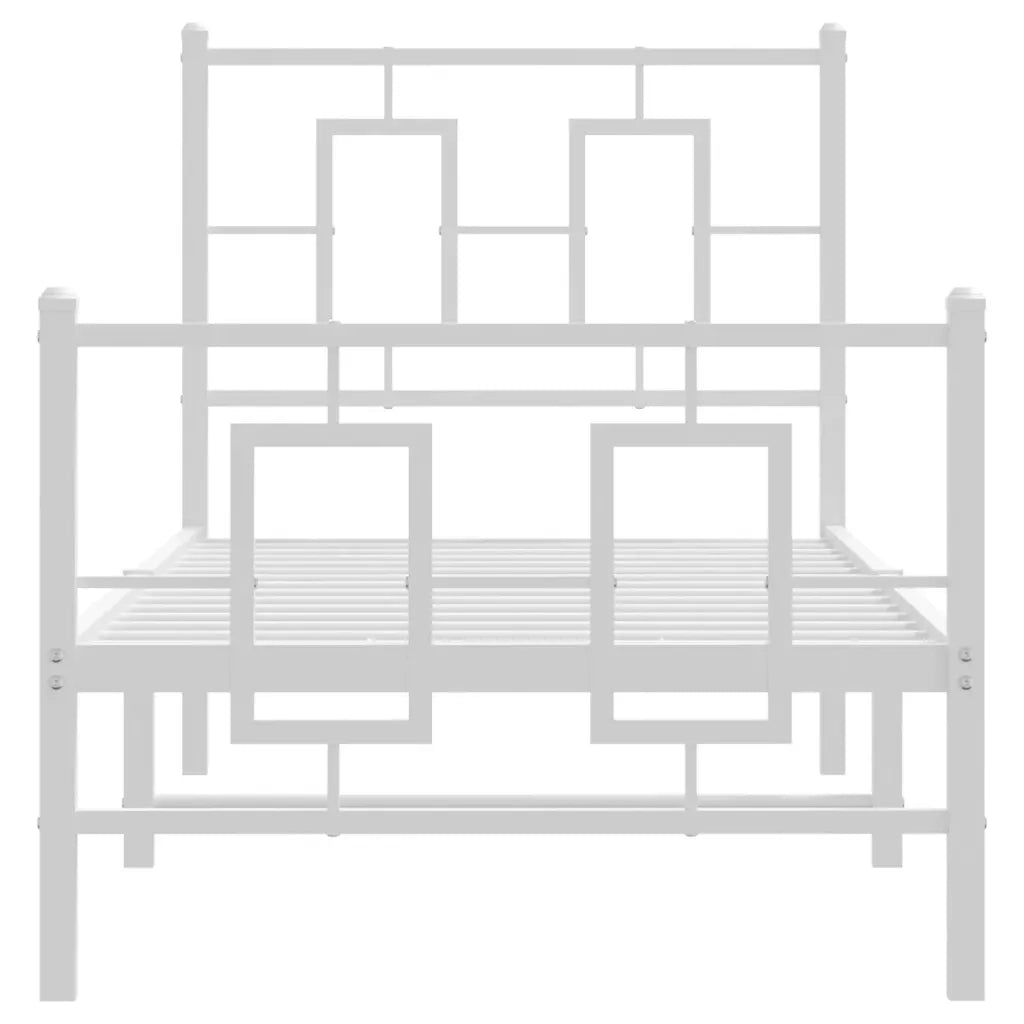 Giroletto con Testiera e Pediera-Struttura Letto Metallo Bianco 80x200 cm 425180
