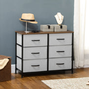 CASSETTIERA 80x30x62,5 cm Grigia in MDF con 6 cassetti in tessuto