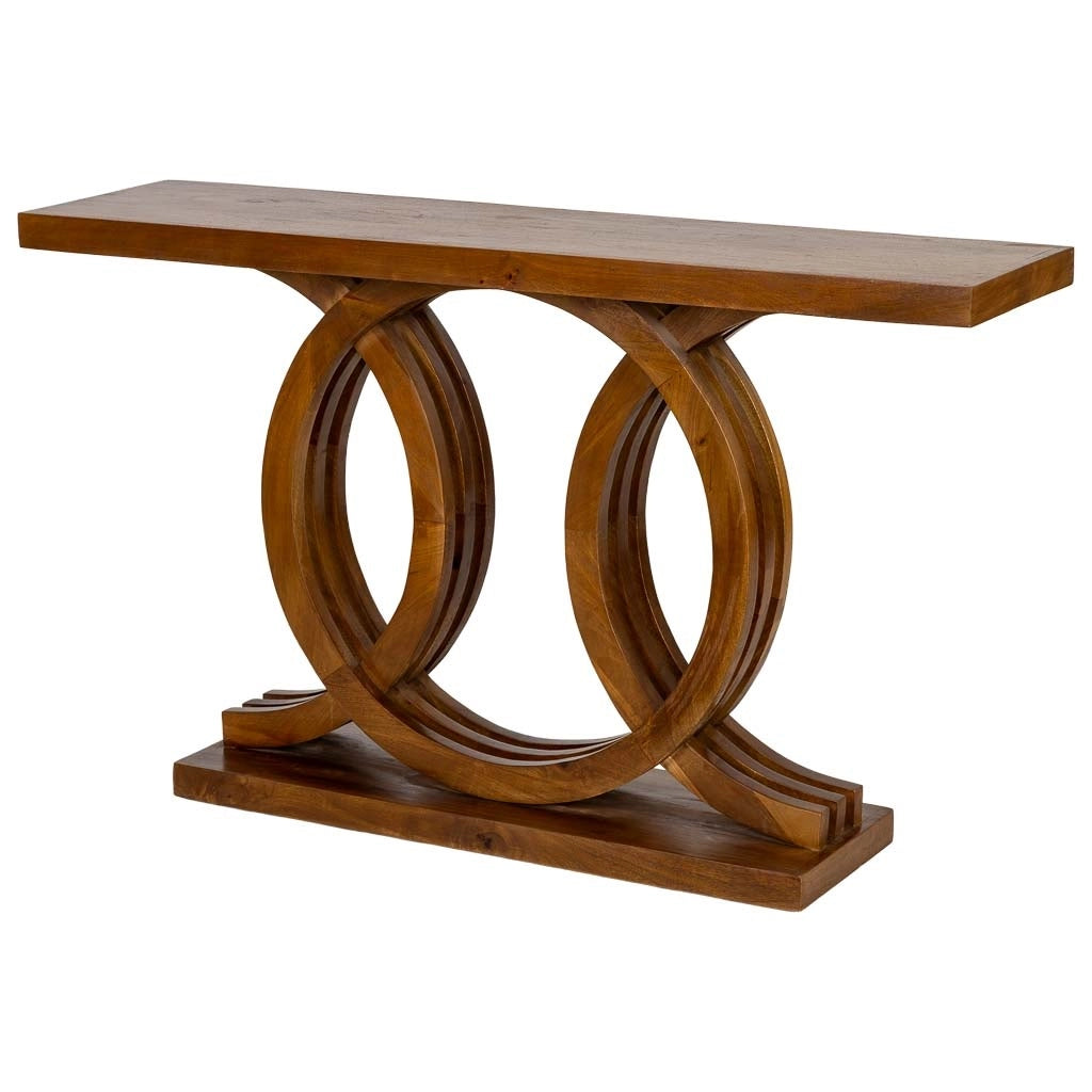 Tavolino da ingresso artigianale in legno marrone 140x35x81h cm