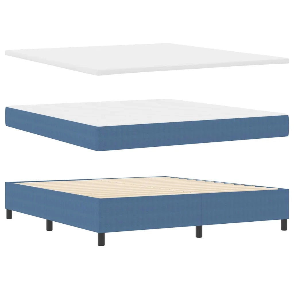 Letto a molle Blu e Bianco 180 x 200 cm Tessuto in Cords 3337480