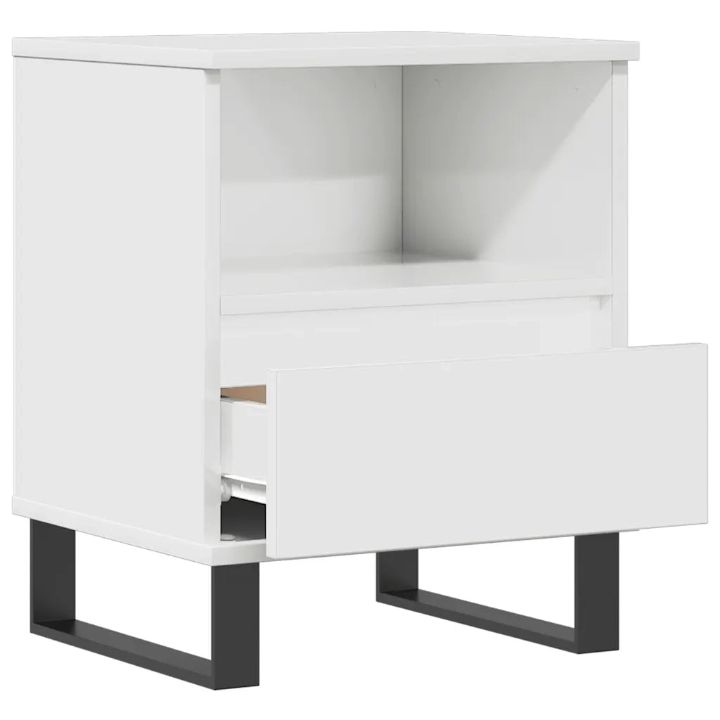Comodino | Armadio da Notte | Mobiletto da notte Bianco Lucido 40x35x50 cm in Legno Multistrato