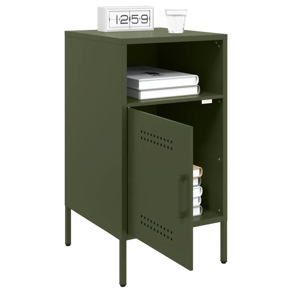 Comodini 2 pz Verde Oliva 36x39x68 cm in Acciaio 843075