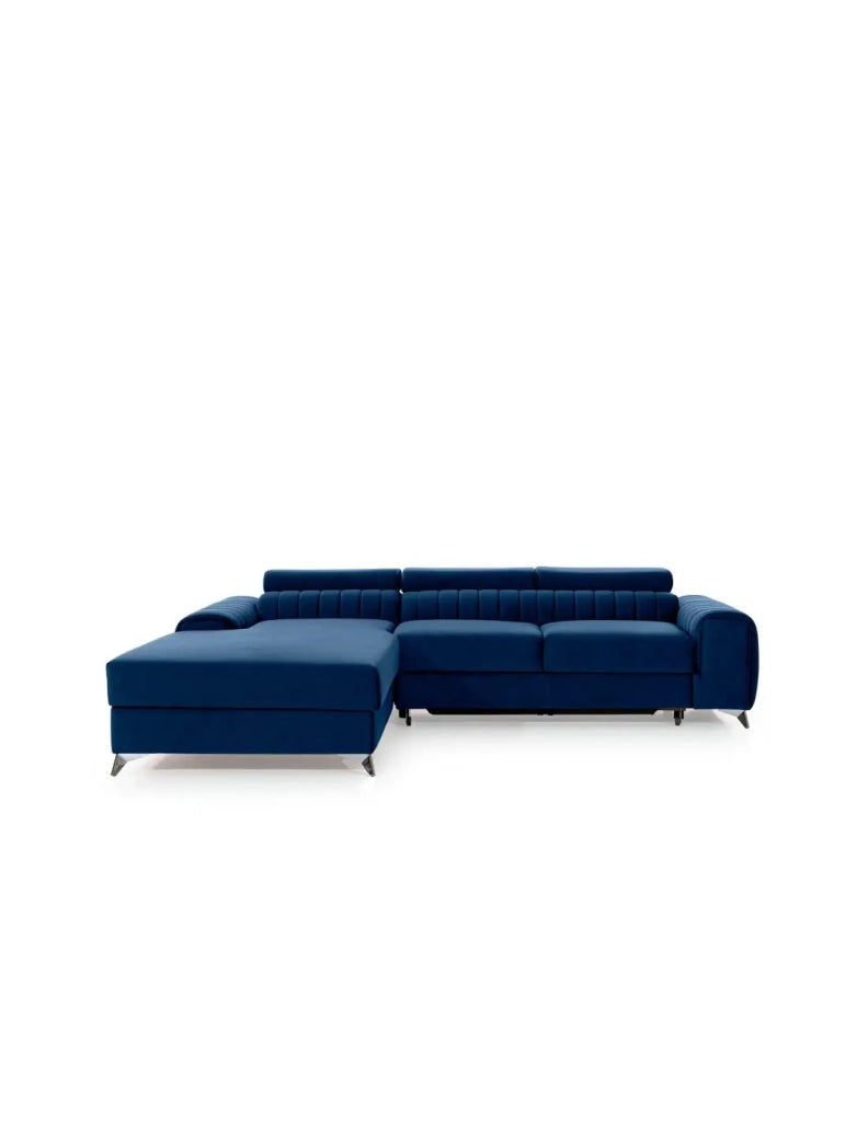 Divano ad angolo sinistro Blu scuro convertibile 3 posti JAYSON letto aggiuntivo