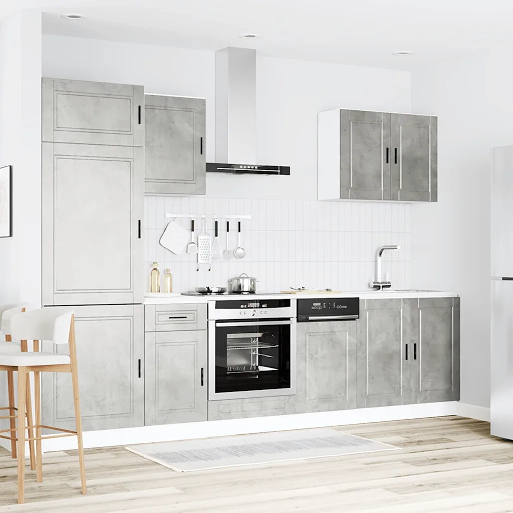 Set Mobili da Cucina 7 pz Porto Grigio Cemento in Truciolato 3314785