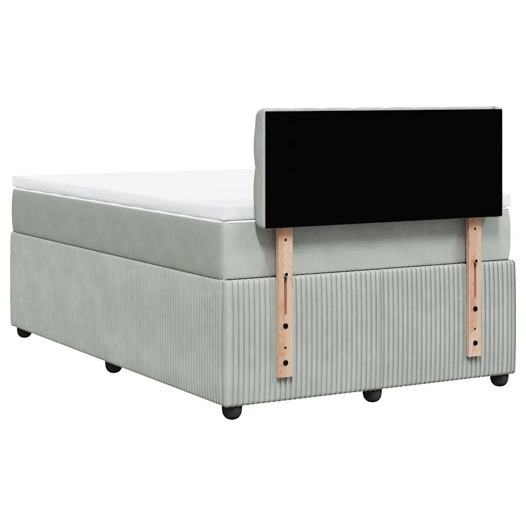 Giroletto a Molle con Materasso Grigio Chiaro 120x190cm Velluto