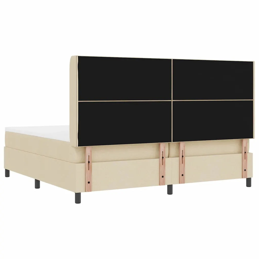 Letto a molle con materasso Crema 200 x 200 cm Tessuto 3341733
