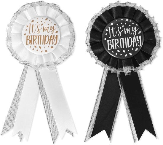 Broche da Festa 2 Pezzi - Accessorio di Abbigliamento - Spilla per Abito - Nero/Bianco - 15x8x1,9cm