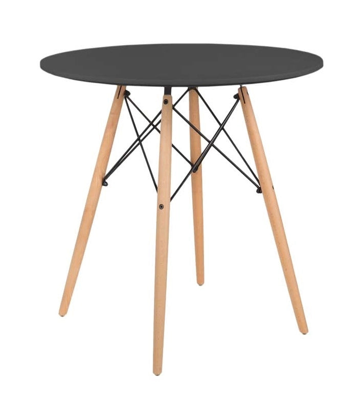 NAIROBI TAVOLO TONDO CON TOP NERO E GAMBE EFFETTO LEGNO 60 X 74 CM