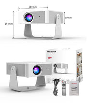 Proiettore portatile 4K HDR10+ 150 lumen ANSI autofocus correzione trapezoidale WiFi 6 rotazione 360° audio Hi-Fi telecomando vocale