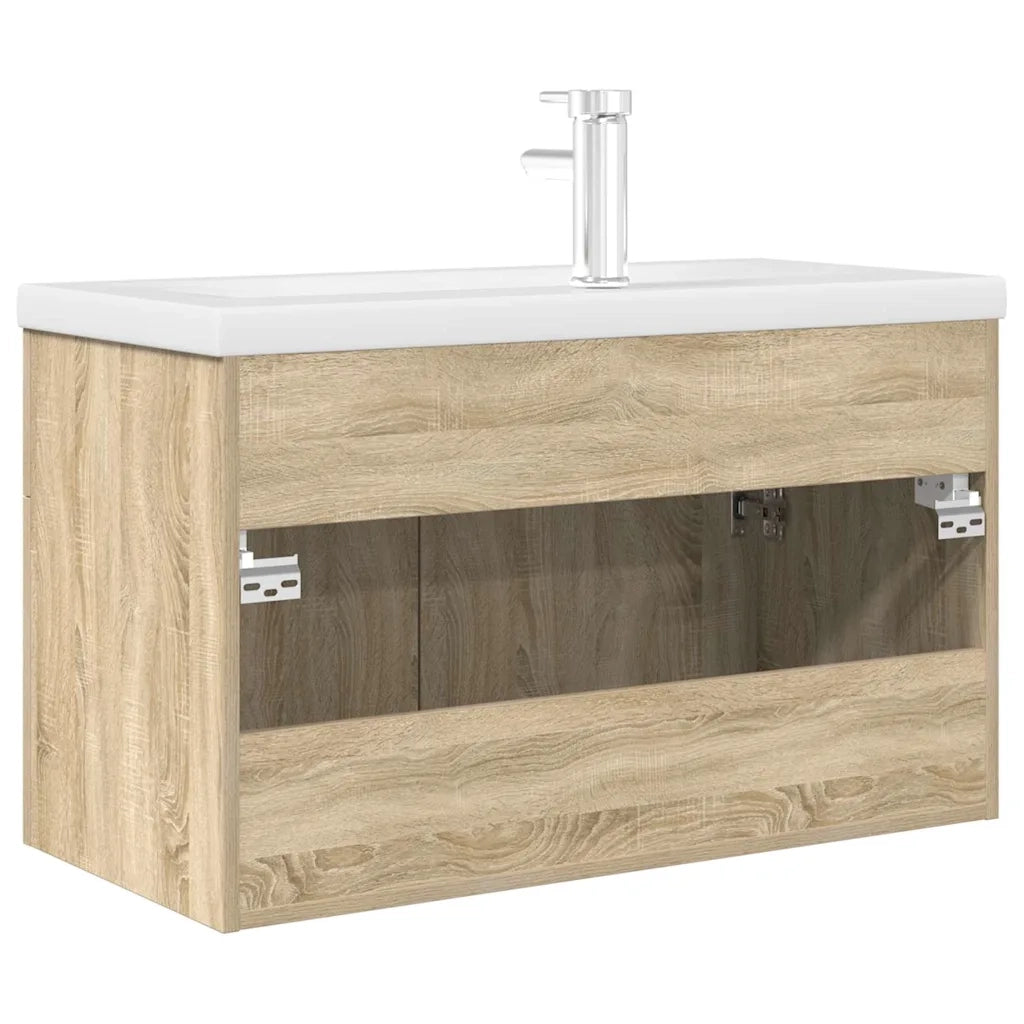 Mobile da Bagno con Lavabo Integrato e Rubinetto Rovere Sonoma