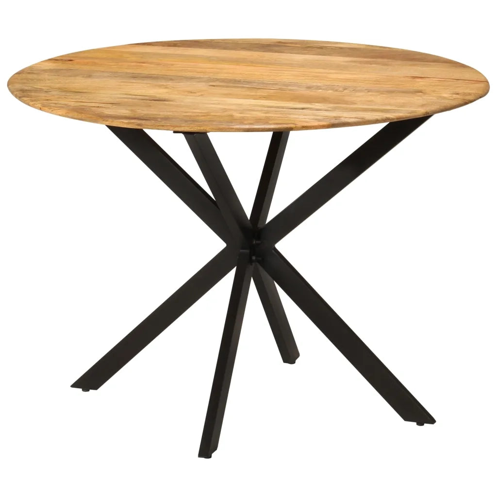 Tavolo da Pranzo Ã˜110x78cm in Legno Massello di Mango e Acciaio cod mxl 6539
