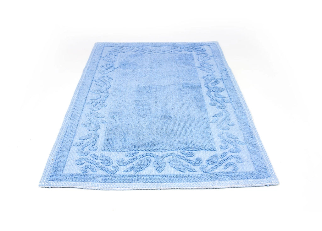 Tappeto Casa Bagno/Cucina Cotone Tinta Unita Disegno Annette Colore Azzurro - 50x80 - Azzurro