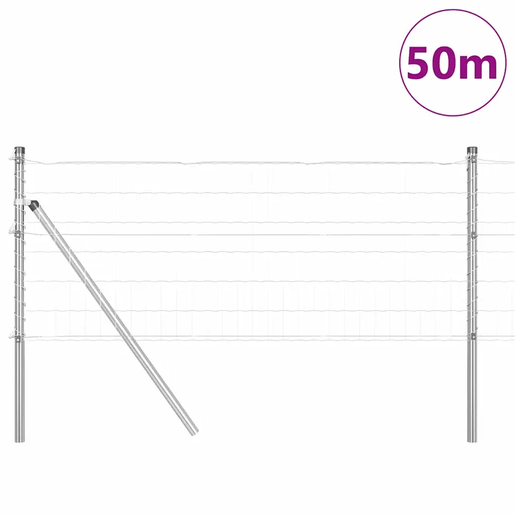 Recinzione con Posto Argento 0,6 x 50 m Acciaio e PVC
