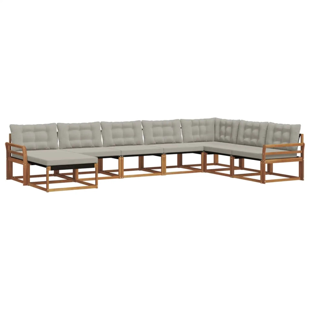 Set di divani da esterno 8 pcs Grigio Naturale e Chiaro