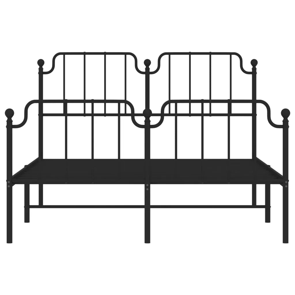 Giroletto con Testiera e Pediera Metallo Nero 140x190 cm 373905
