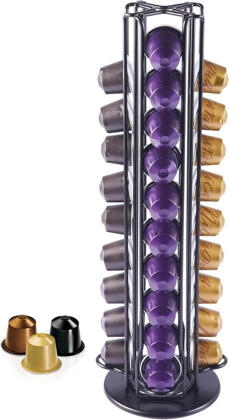 Capsule contenitore per capsule di caffè Nespresso - Dispensatore rotante per 40 capsule OriginalLine di caffè - Capsule contenitore in nero