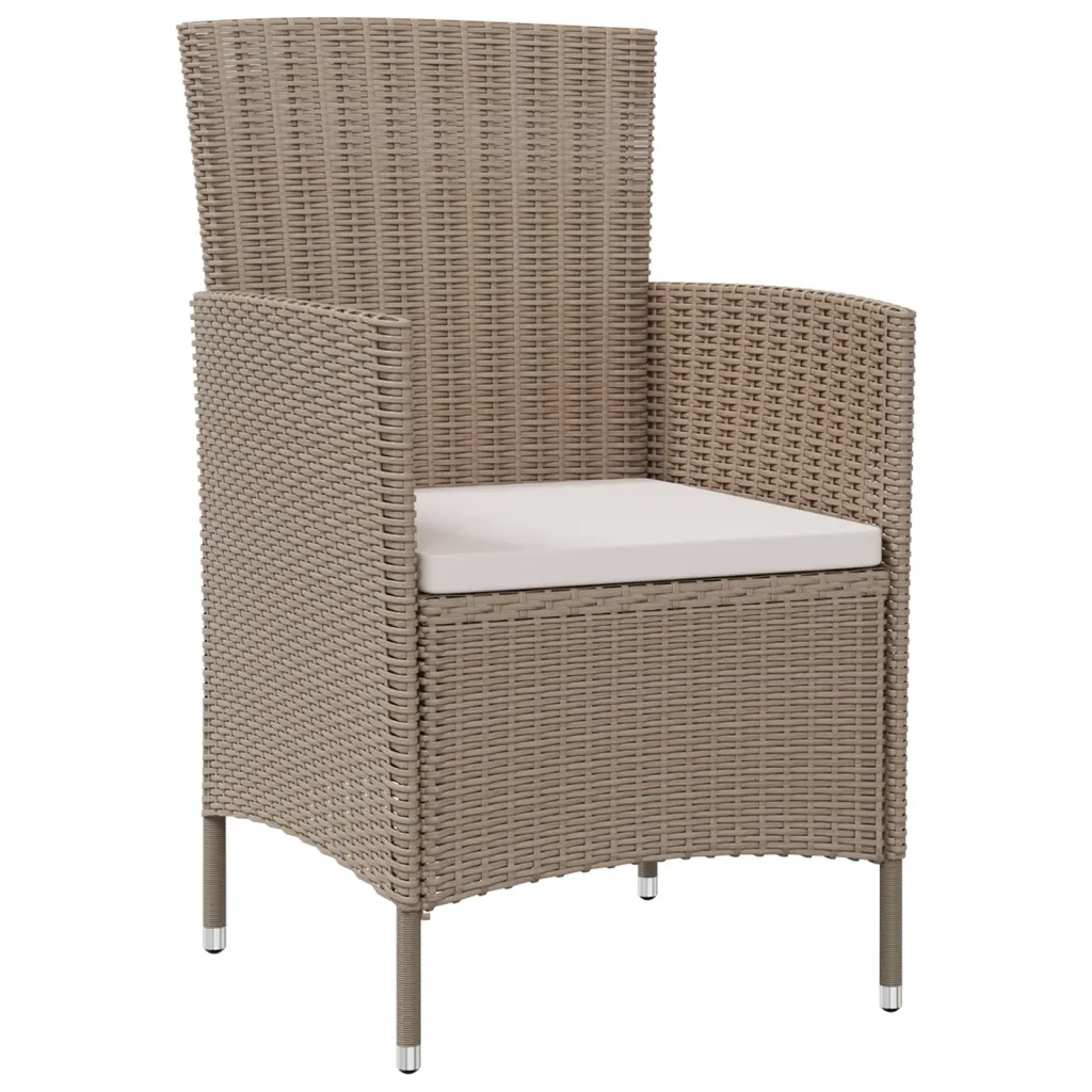 Sedie da Giardino con Cuscini 2 pz | Sedie da Esterno in Polyrattan Beige