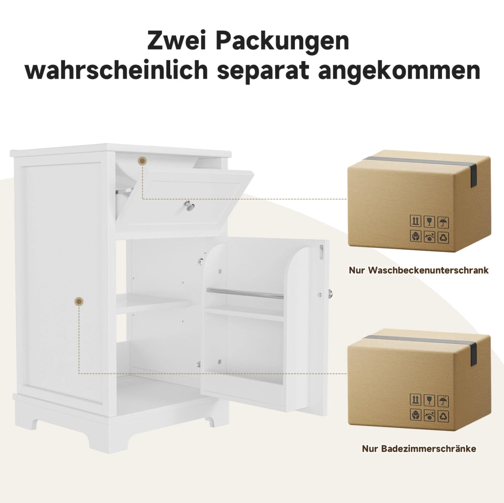 Mobile bagno 51x46x87 cm in MDF laccato con lavabo integrato e ripiani