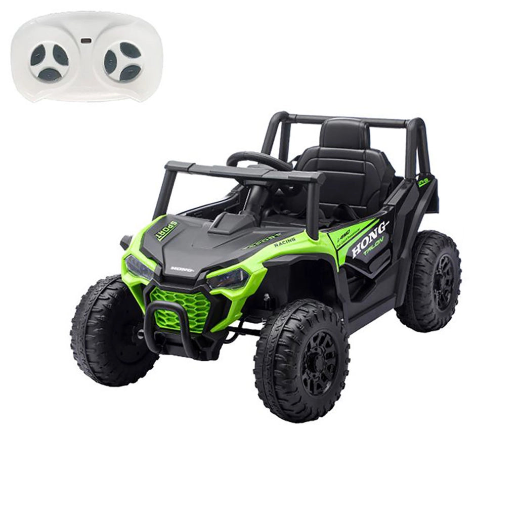 Macchina Elettrica per Bambini Buggy Adventure 2 Motori da 25W con Telecomando Luci e Suoni Verde