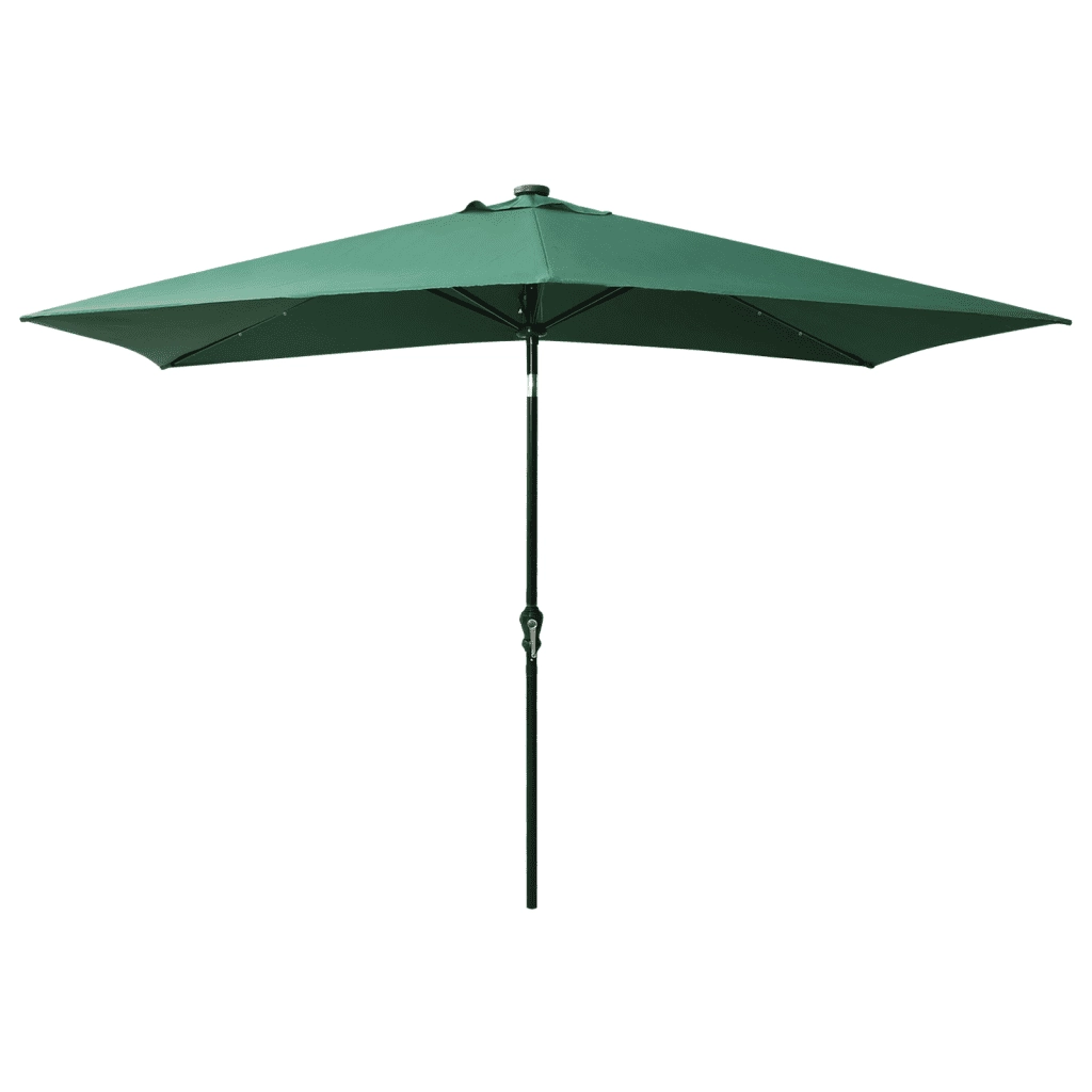 Ombrellone a Sbalzo con Palo in Acciaio e LED-Ombrello da giardino Verde 2x3 m