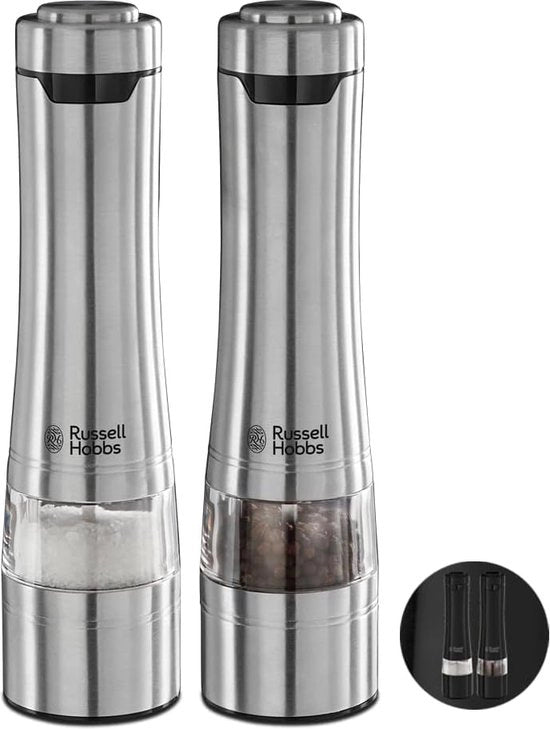 Set di Molini Elettrici Pepe e Sale - Molini a Cibo con Pedale Illuminato in Acciaio Inossidabile 23460-56