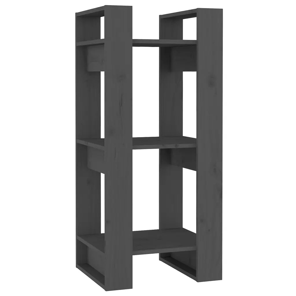 Libreria Divisorio-Scaffale per Libri-Mobile di Stoccaggio Grigio 41x35x91 cm in Legno Massello di Pino