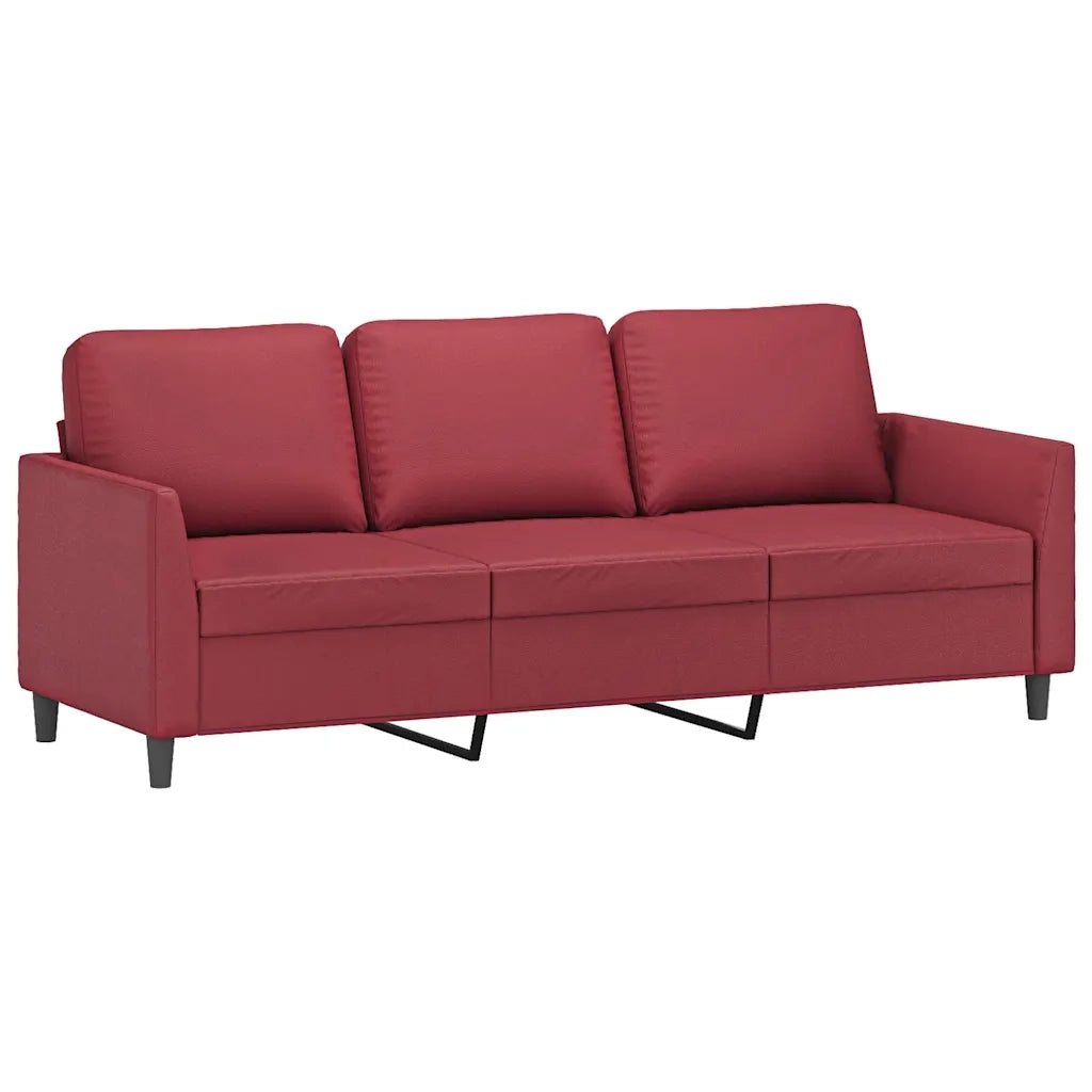 Divano a 3 Posti-Sofa 3 Posti Rosso Vino 180 cm in Similpelle 915169