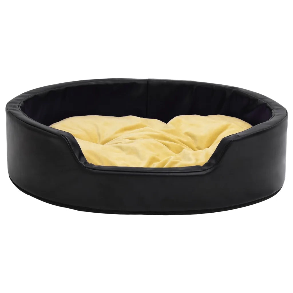 Lettino per Cani Nero e Giallo 99x89x21 cm Peluche e Similpelle 171288