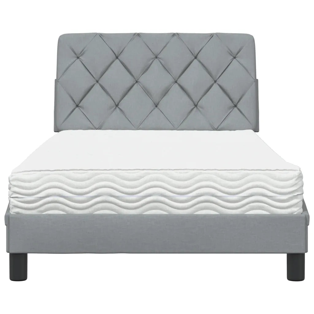 Letto con Materasso Grigio Chiaro 100x200 cm in Tessuto 3310720