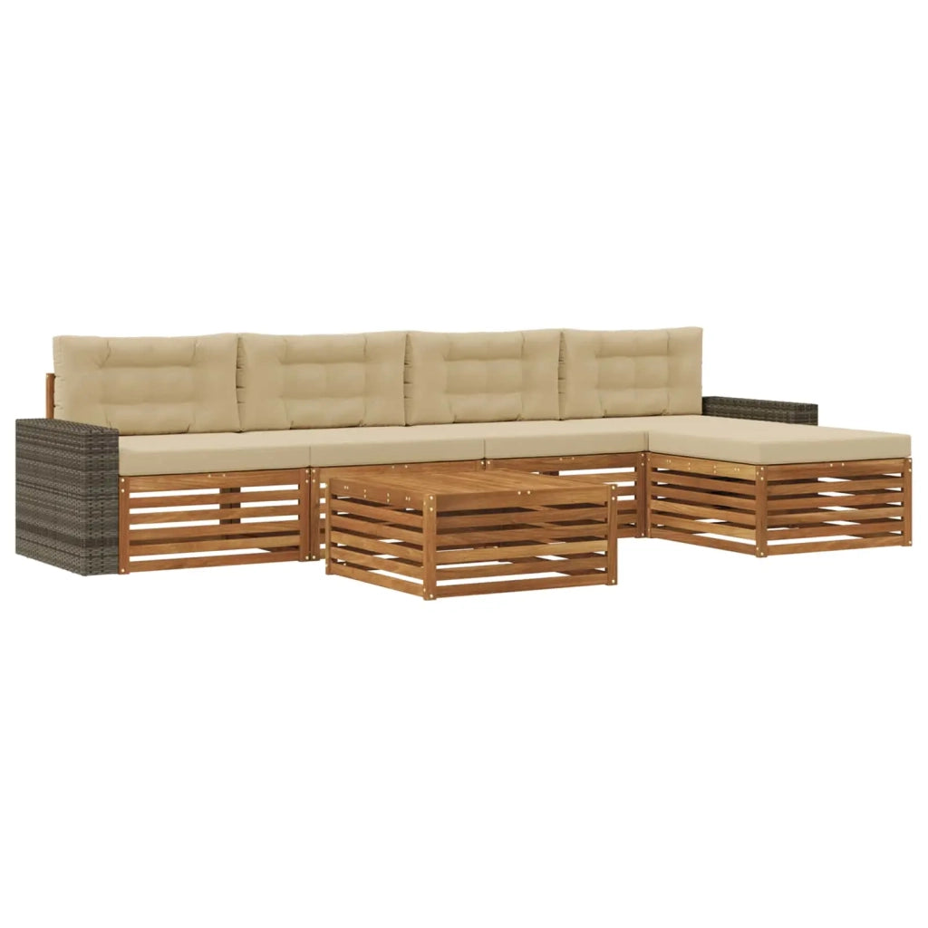 Set di divani da esterno 6 pcs Naturale e Beige 79 x 79 x 37 cm 3383281