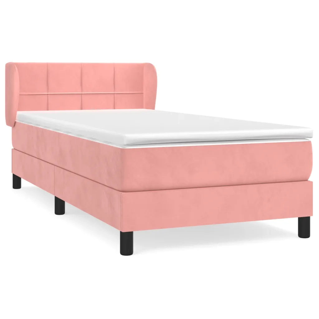 Giroletto a Molle con Materasso-Struttura Letto Rosa 80x200 cm in Velluto 604805