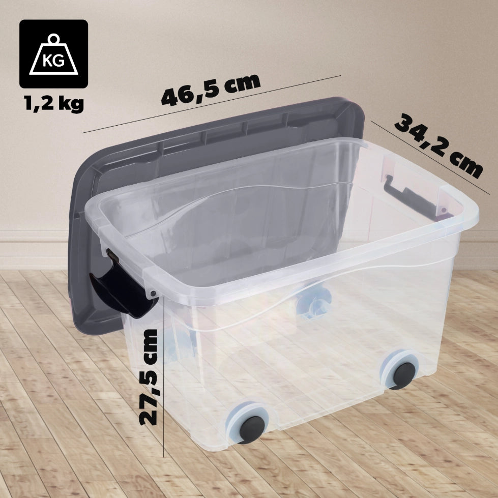 Contenitore per giocattoli KADAX, grande scatola con ruote, in plastica, grande 20 litri