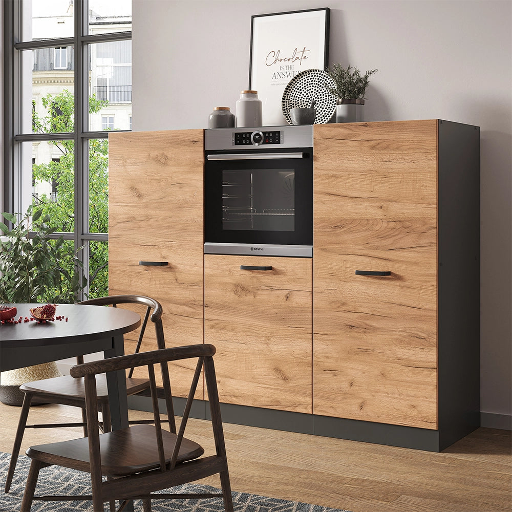 Vicco Cucine componibili piccole Quercia dorata/antracite 180 cm senza piano di lavoro