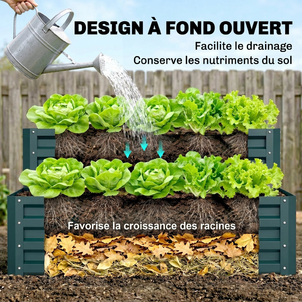 Letto da giardino a due livelli per orto ¨C zephmum ¨C verde 120x101x58 cm