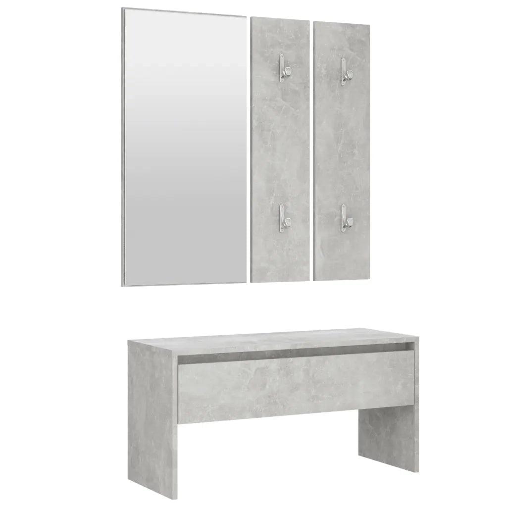Set di Mobili da Corridoio Grigio Cemento in Legno Multistrato cod mxl 50087