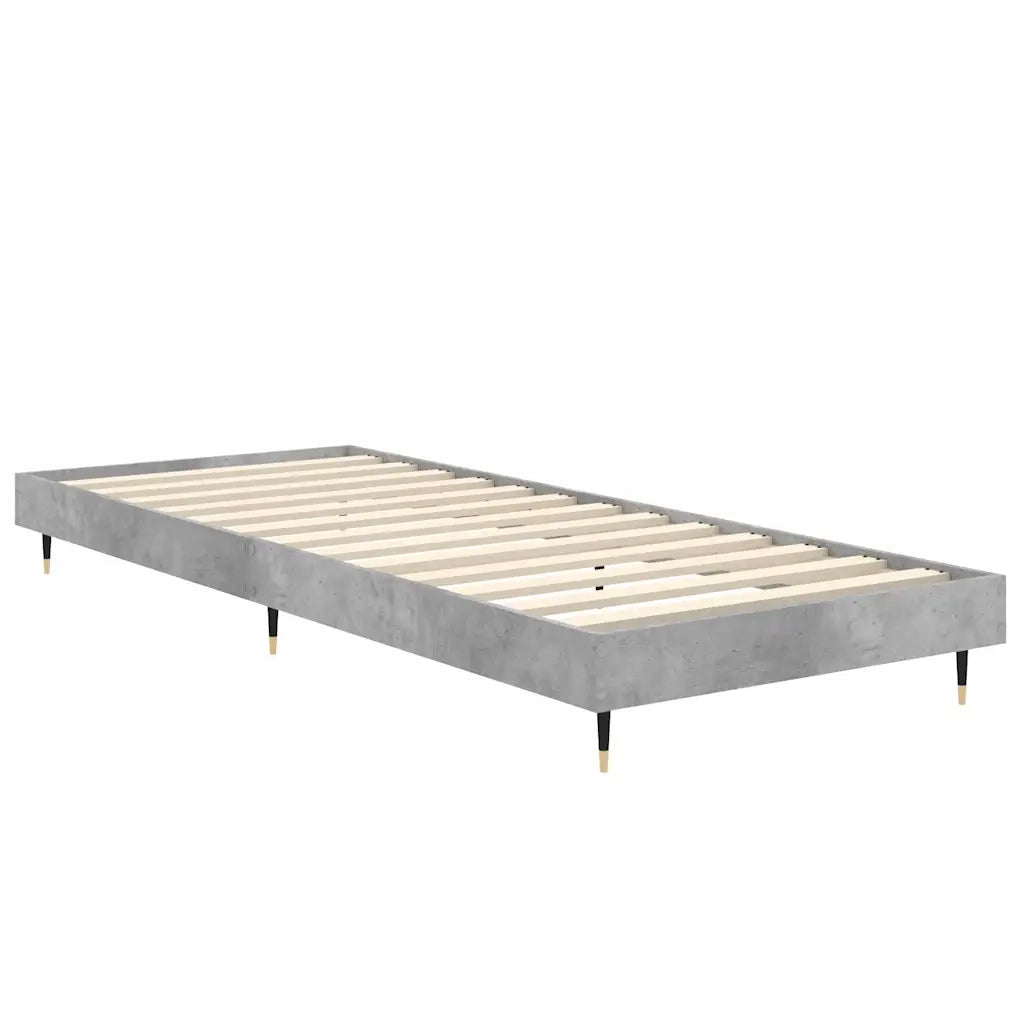 Letto singolo | Letto per adulti | Giroletto Grigio Cemento 75x190 cm in Legno Multistrato