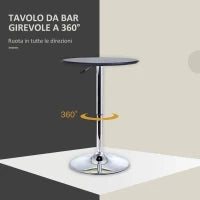 Tavolino da Bar Rotondo Girevole e Regolabile in Altezza (67-93cm)