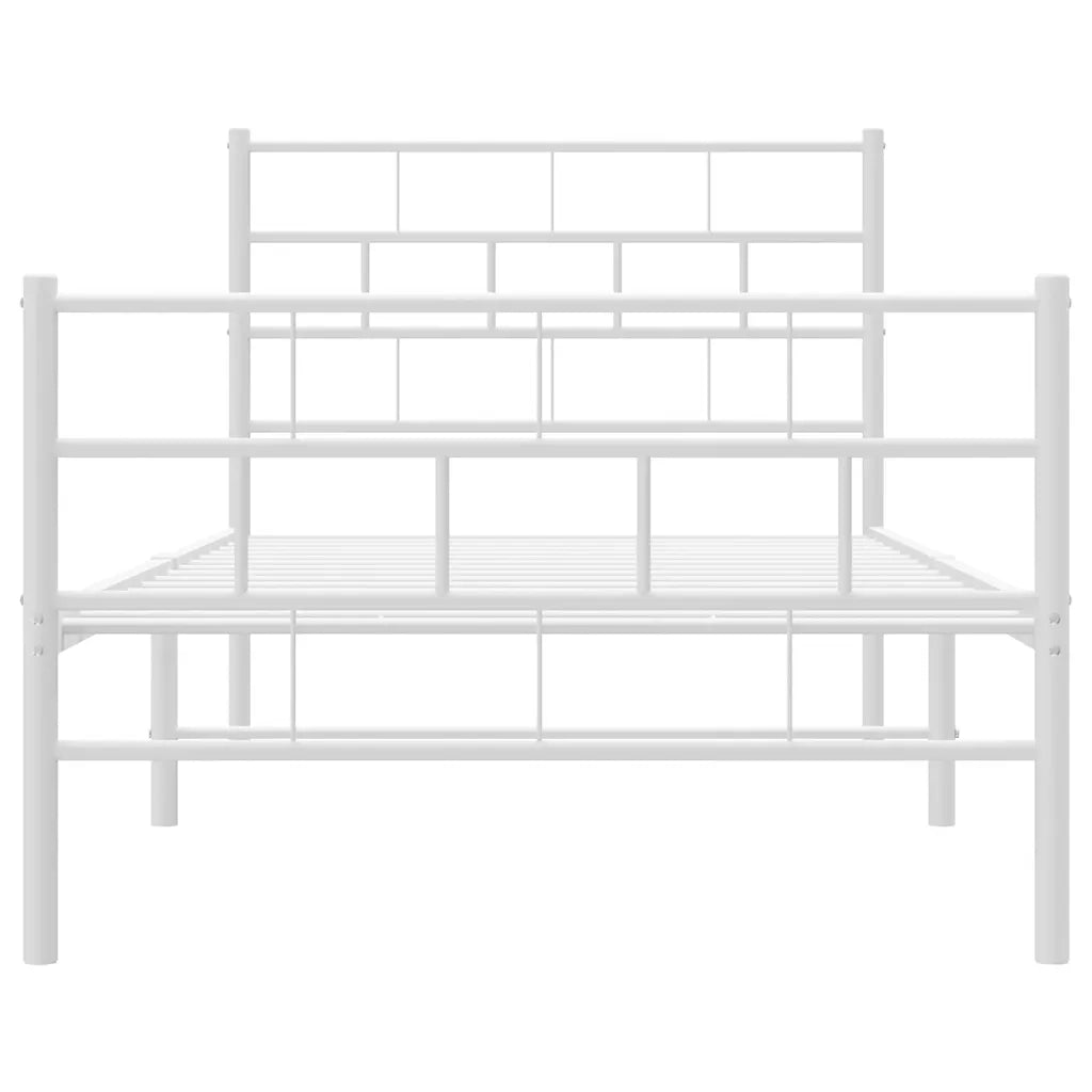 Giroletto con Testiera e Pediera Metallo Bianco 100x200 cm