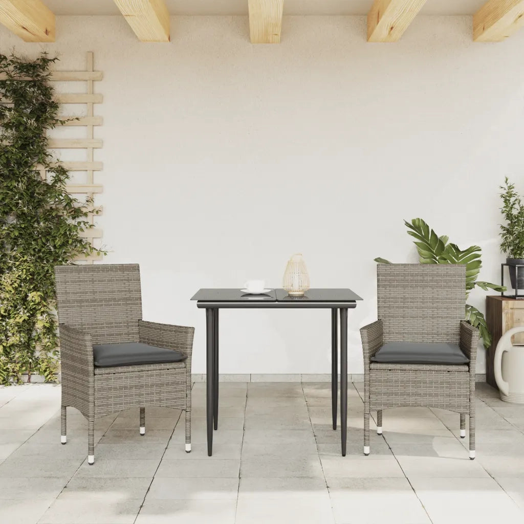 Sedie da Giardino con Cuscini 2 pz-Sedia da esterno Grigie in Polyrattan