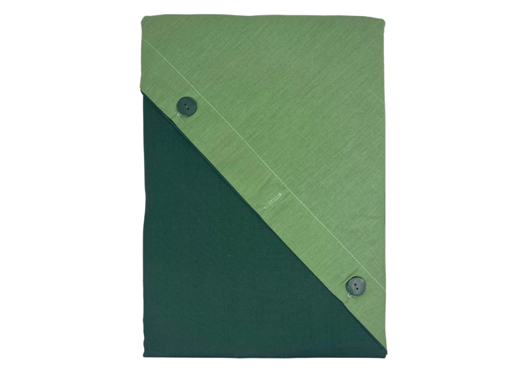 Sacco Copripiumino Bicolor Estate Inverno In 100% Cotone Tinta Unita Amici - Singolo - Verde Sottobosco