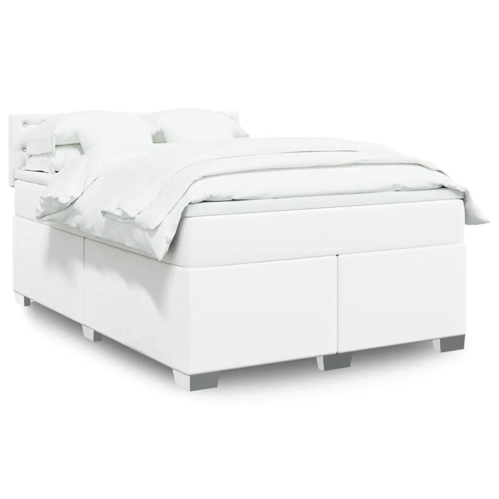 vidaXL Giroletto a Molle con Materasso Bianco 140x190 cm in Similpelle