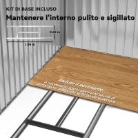 Casetta da Giardino in Metallo con Prese d'Aria e Doppia Porta Scorrevole, 2.1x1.3m, Marrone