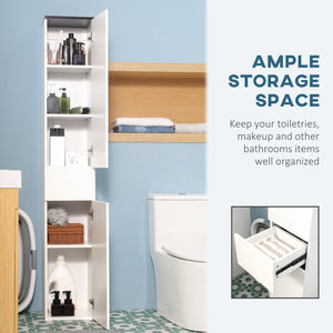 Mobile Bagno 2 Ante 1 Cassetto 30x28x180 cm in Legno Bianco